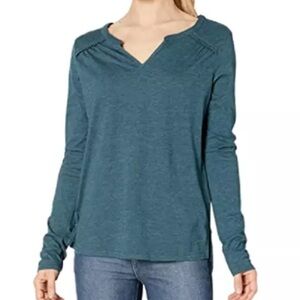 Prana Long Sleeve Nitty Petrol Blue Top Size Small